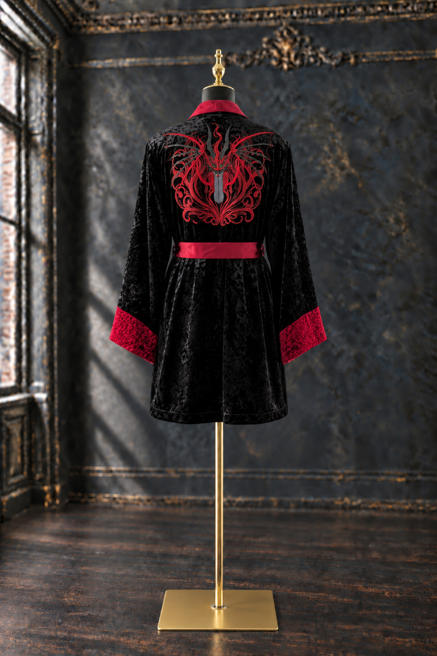 The Veil Robe – Dragon Embroidered Velvet Robe