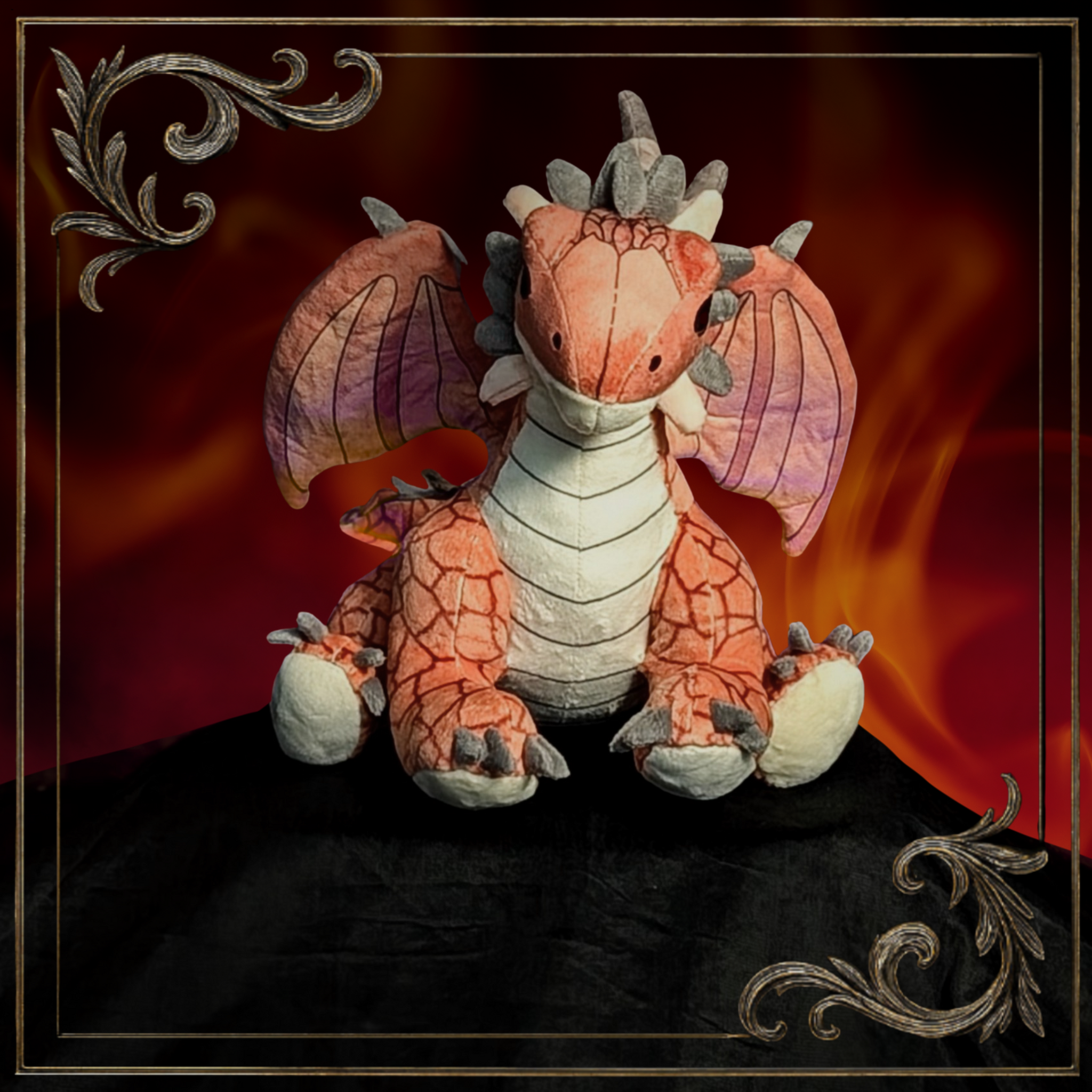 Majestic Orange Dragon Plush – exclusive design by Sarah's Mystery
