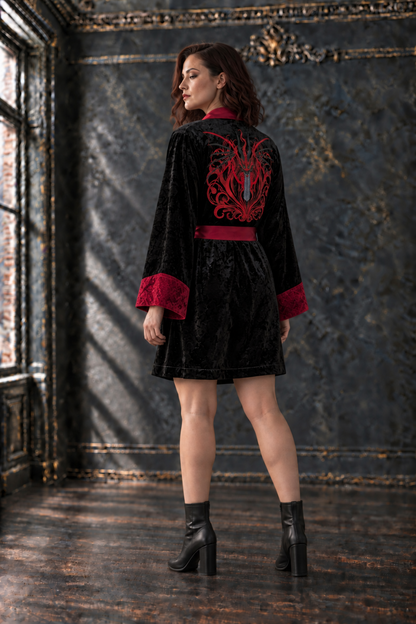 The Veil Robe – Dragon Embroidered Velvet Robe